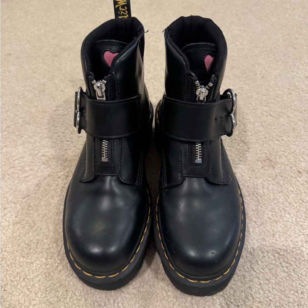 Dr. Martens Black Boots with Yellow Stitching